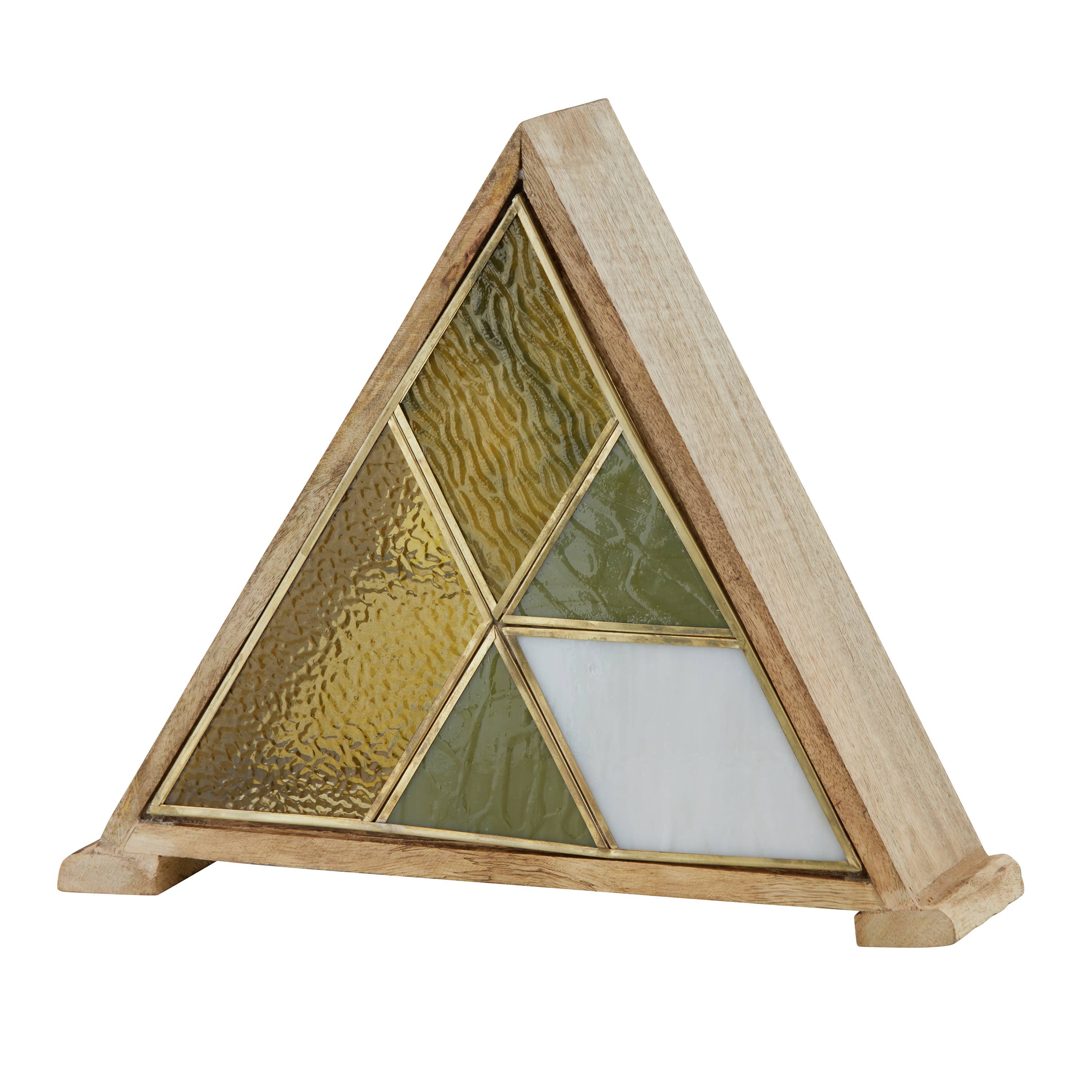 River of Goods - Wholesale Accent/Desk Lamp - 11"H Stained Glass Triangle Shade Wood Base Accent Lamp20