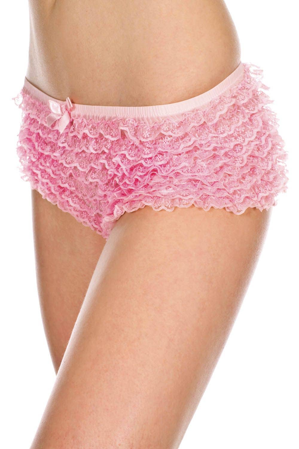 Lingerie Mart – Engroshandel Undertøj - Dame – Music Legs Micro Mesh Lace Ruffle Trim Shorts ML1156