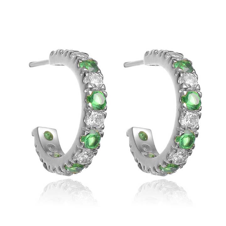Genevive - Wholesale Hoop Earrings - Sterling Silver Cubic Zirconia Hoop Earrings