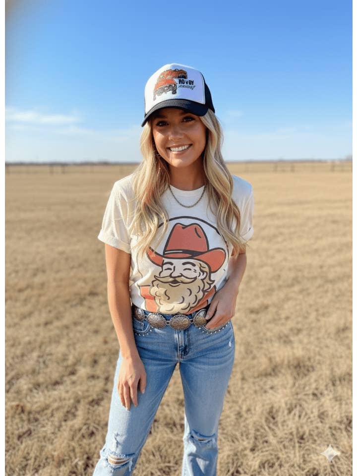 Natural Holly Jolly Santa Graphic Tee for wholesale on Faire1