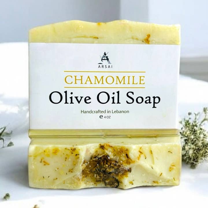 Chamomile - Pure Olive Oil Soap Bar - Handcrafted - All-Natural - Moisturizing & Soothing - 4oz - For All Skin Types - Unisex for wholesale by Arsai Soap