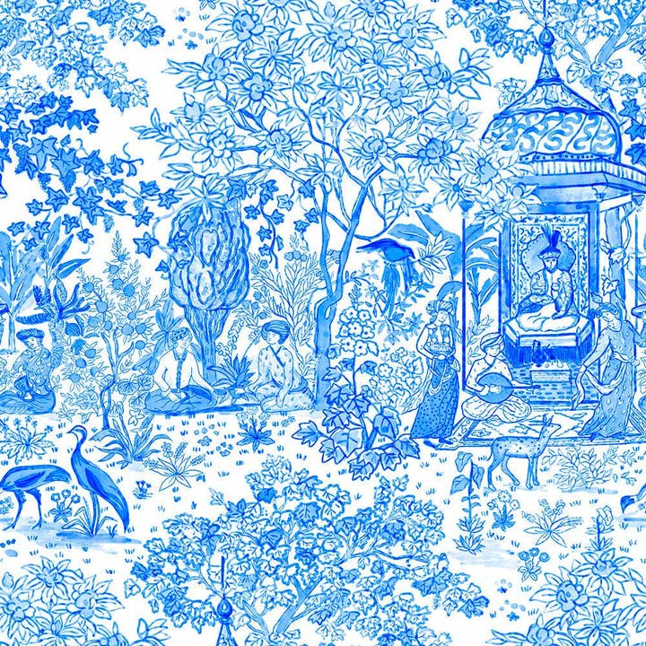 Senlin Azure Blue | Chinoiserie Lumbar Throw Pillow for wholesale by Porch and Parlour