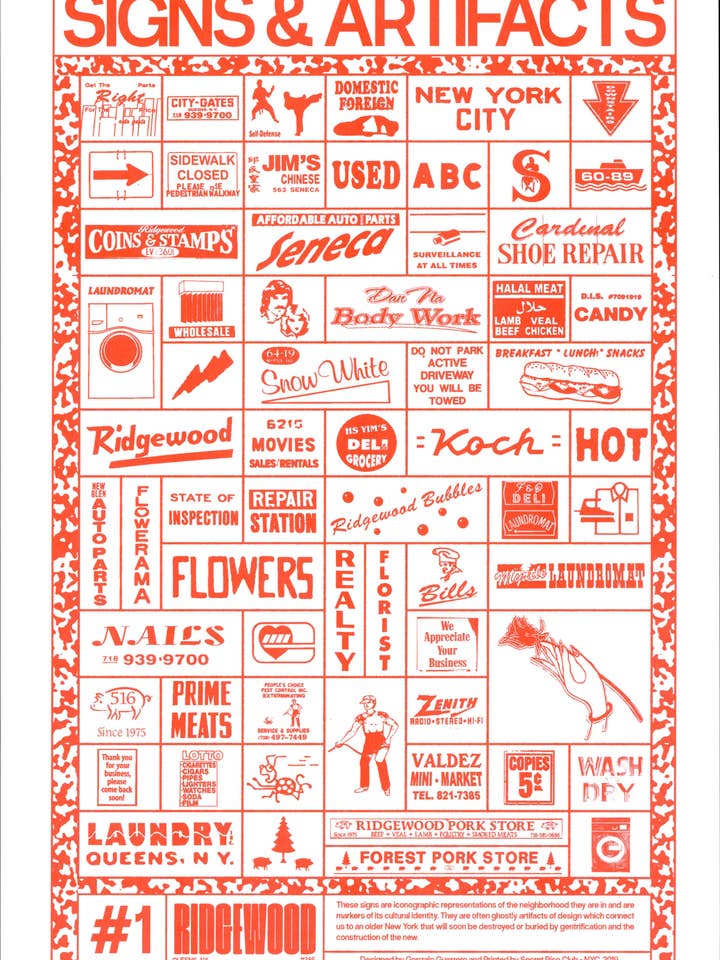 Signes et Artéfacts No.1 : Affiche de Ridgewood pour la vente par Secret Riso Club