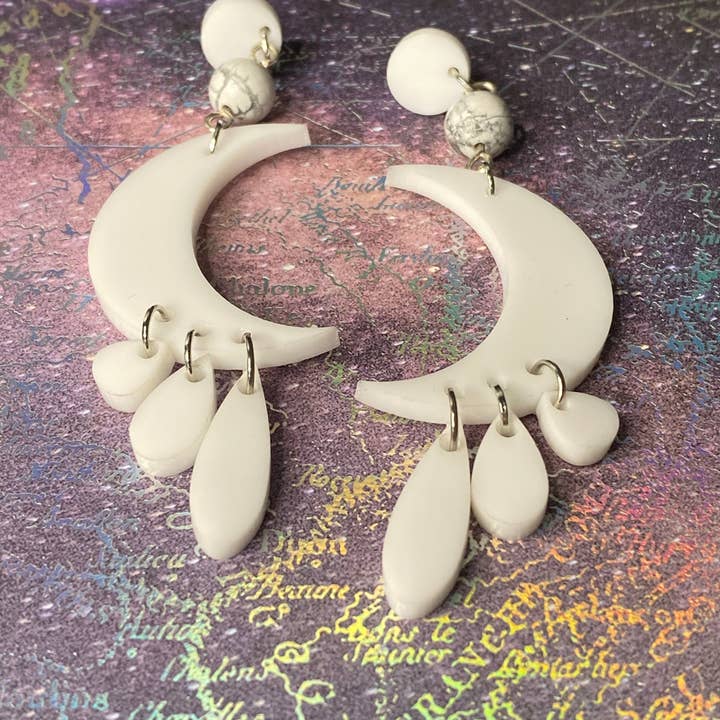 Drippy Moon Dangle Earrings for wholesale by Moody Girl Accessories