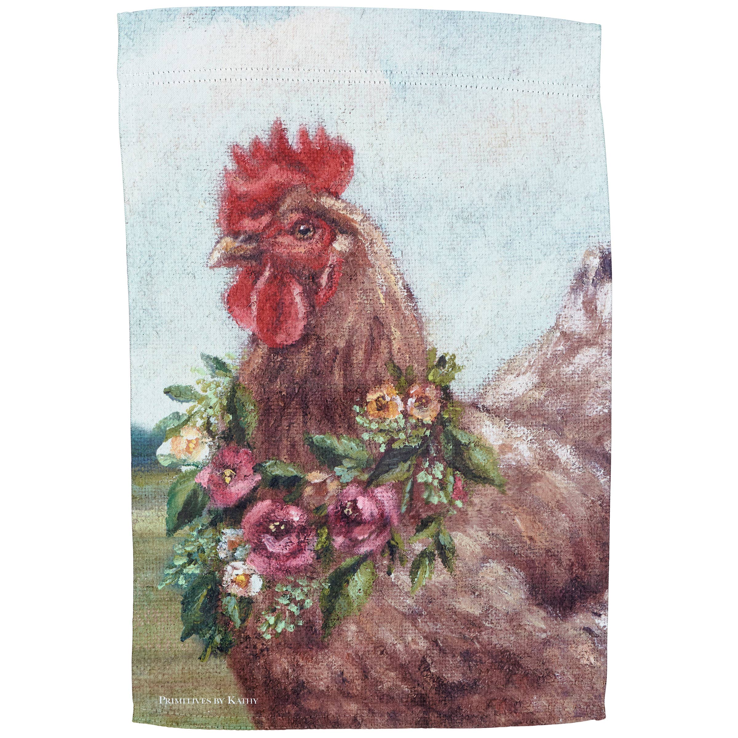 Primitives by Kathy - Wholesale Flag - Floral Chicken Garden Flag1