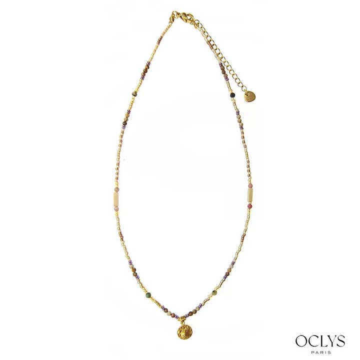 Oclys - Vente Colliers à pendentif - Collier pierres naturelles acier inoxydable Sani
