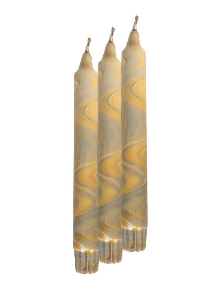 Marble taper candles| gold - silver| Vegan Stearin | MB-033 for wholesale by Galleria Lucia