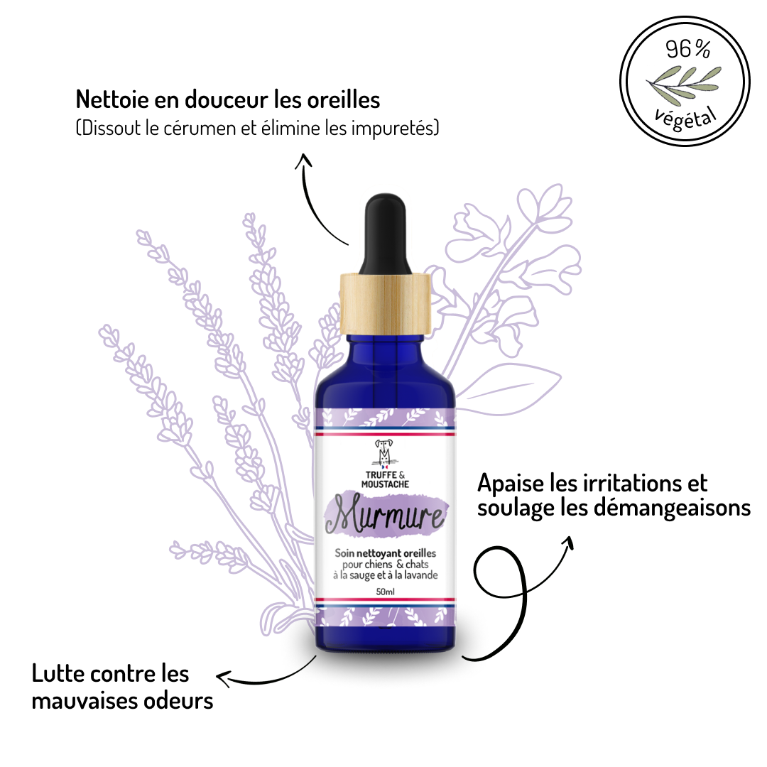 Truffe & Moustache - Vendita all'ingrosso Prodotti per la pulizia degli animali - Detergente auricolare naturale al 96% per cani e gatti, « Whisper »2