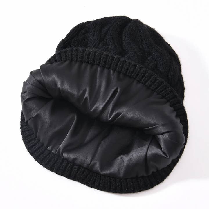 preneLOVE - Wholesale Beanie - Women's - Louise Satin Lined Hat - Classic Cable Knit Design