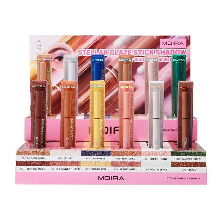 Moira Makeup Display Stellar Glaze Stick Shadow 48pc for wholesale by Moira Cosmetics