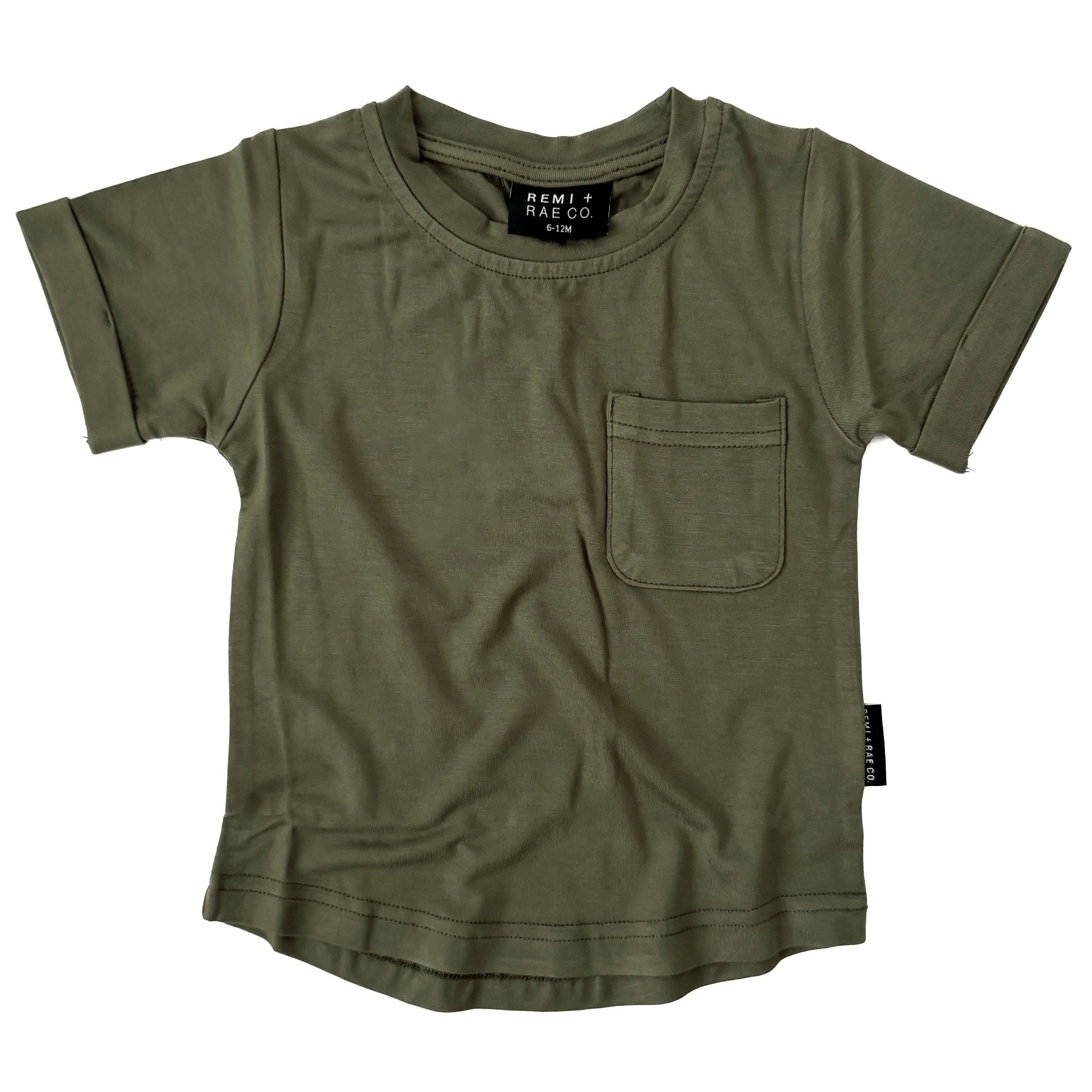 Remi + Rae Co. - Wholesale T-Shirt - Kids - BAMBOO POCKET TEE - PINE0