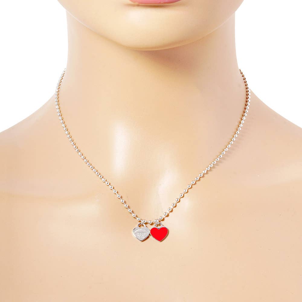 Sensibling Corp. – wholesale Pendant/charm necklace – Gold Dipped Double Heart Pendant Bubble Chain Necklace
20