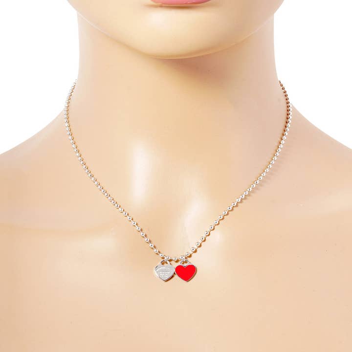 Sensibling Corp. – wholesale Pendant/charm necklace – Gold Dipped Double Heart Pendant Bubble Chain Necklace
20