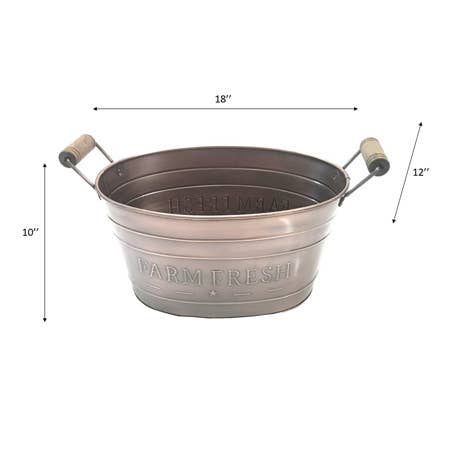 India Handicrafts Inc – Engroshandel Spand – Farm Fresh antik badekar med træhåndtag2