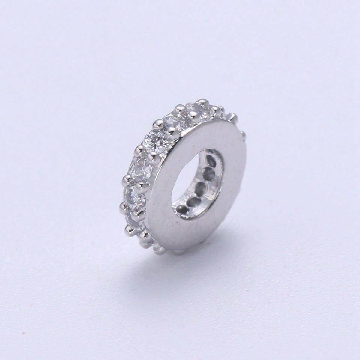 Aim Eternal - Wholesale Individual Charm/Pendant - 6MM 14K Gold Filled CZ Micro Pave Round Wheel Spacer Beads, Cubic Zirconia Rondelle Spacer Bead for Bracelet Necklace B-6931