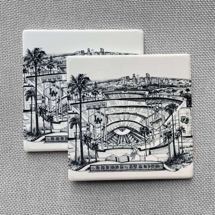 Dodger Stadium - Los Angeles - Coaster Set for wholesale by KLoRebel Art Co.