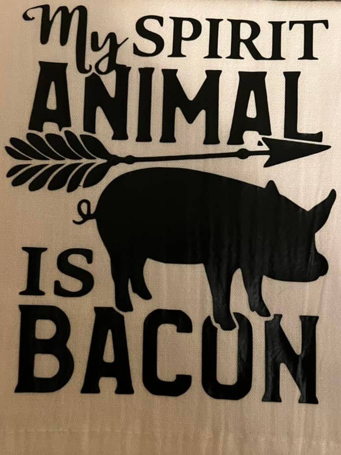 MY SPIRIT ANIMAL IS BACON - FLOURSACK HANDDOEK voor wholesale door Bearded Bird Apparel