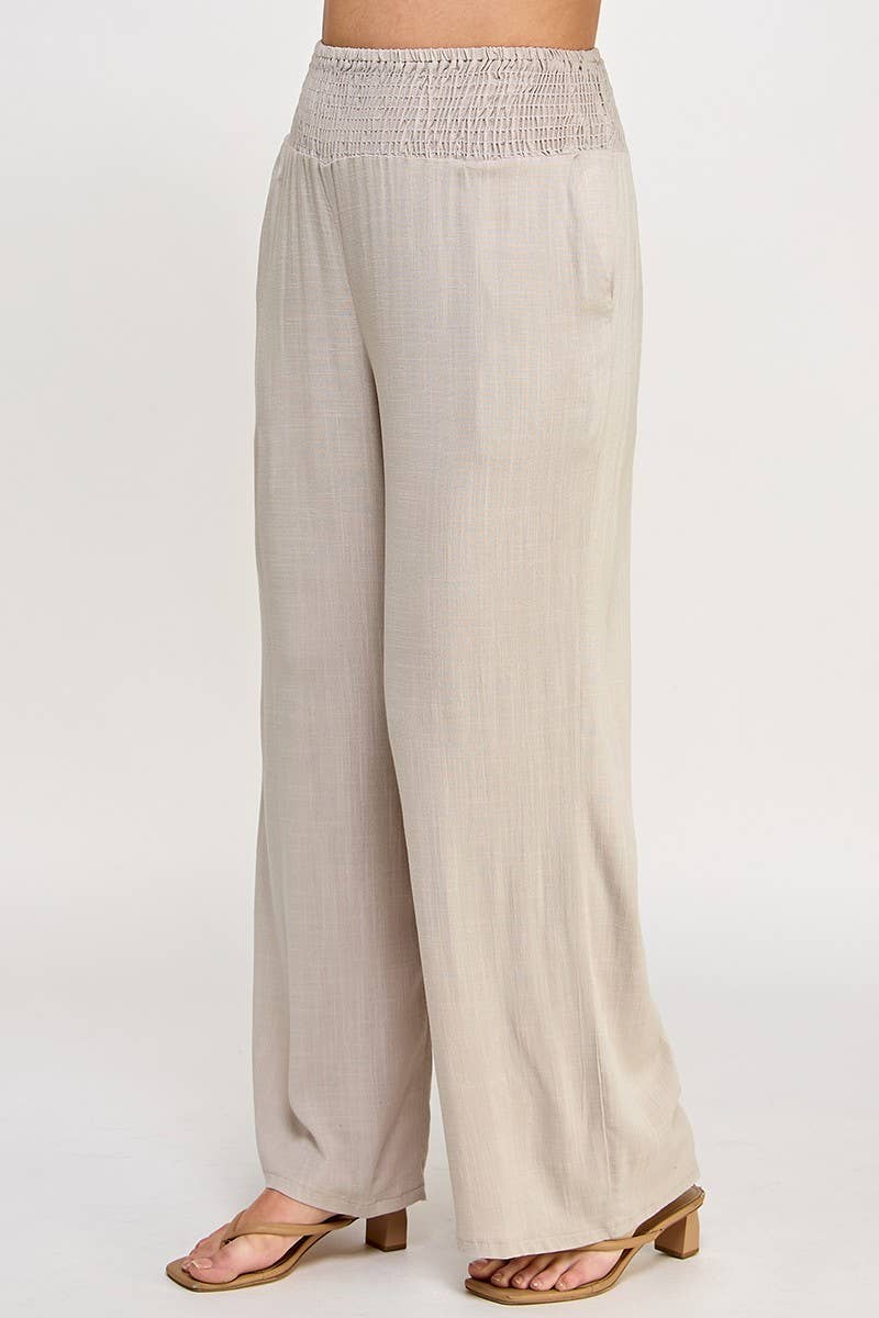 Haute Fox Plus Size & Contemporary - Wholesale Pants - Women's - Plus Size Smocked Waist Wide Leg Pant JK18641-P3