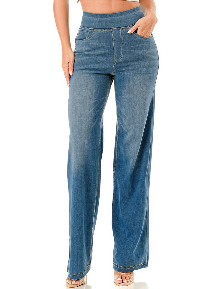 Color 5 - Wholesale Jeans - Women's - Ultra soft light weight flare baggy jeans with elastic waist9