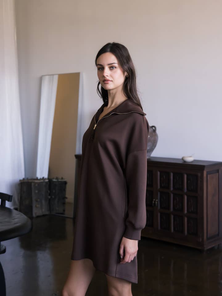 P. CILL – wholesale Klänning - Dam – P. CILL Smör Modal Kvartalsdragkedja Långärmad Klänning24