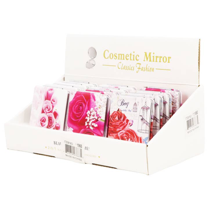 ASSORTED Rose Floral Matte Makeup Mirror - 12 Pcs for wholesale on Faire1