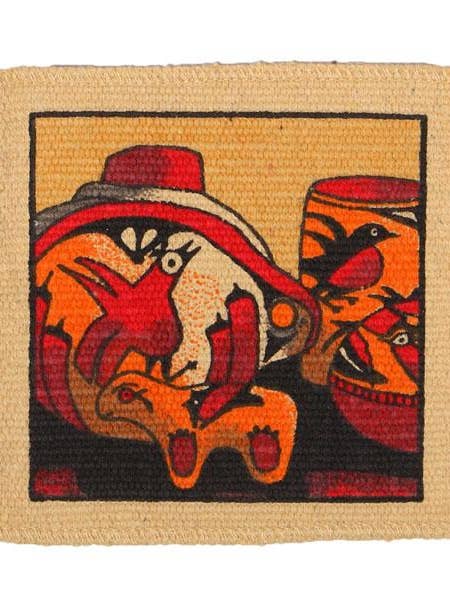 Cotton Stencil Coaster-Southwest Pottery Design for wholesale by El Paso Saddleblanket
