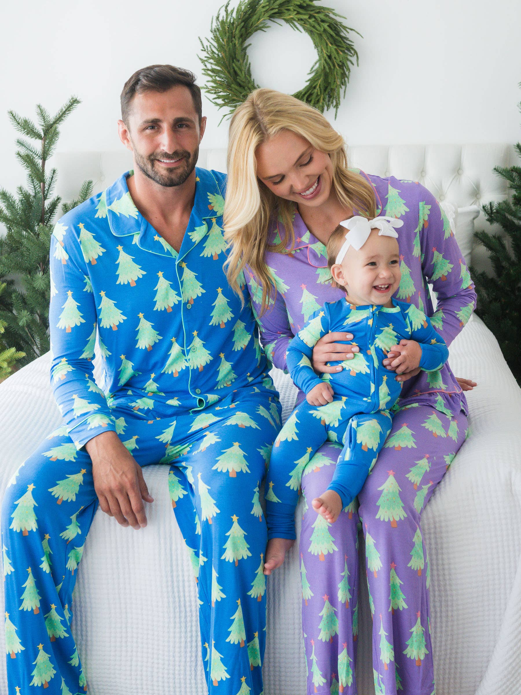 SoftSnooze™ Baby Bamboo Viscose Blue Twinkling Trees Convertible One Piece Footie Pajama for wholesale on Faire4