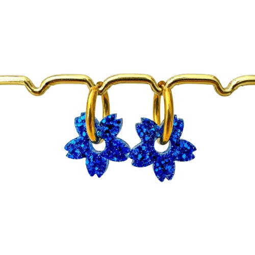 Atelier Rochelais - Wholesale Dangle Earrings - Glitter Creoles - Tiare Flower - Marrakech Blue1
