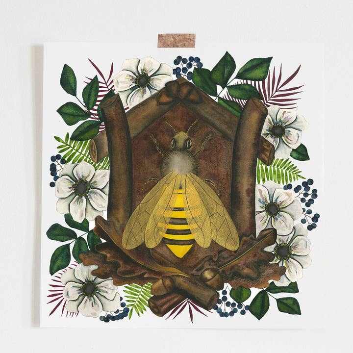 Bee Art Print Of Original Watercolor Painting, Lake House Decor for wholesale by Candace Fincher