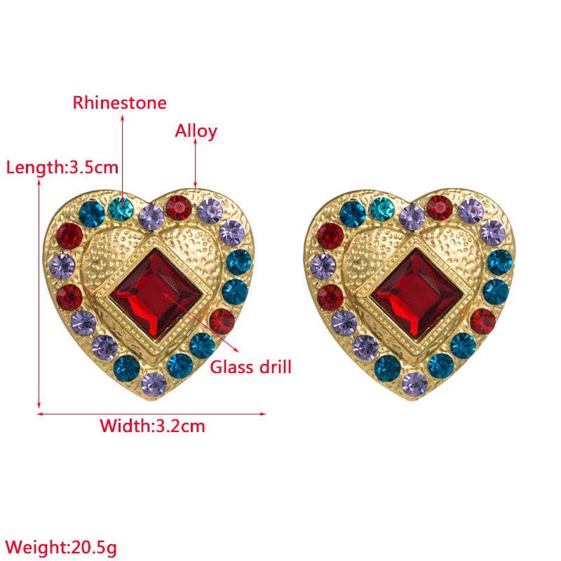 Multi Heart Rhinestone Stud Earrings E7131 for wholesale on Faire1