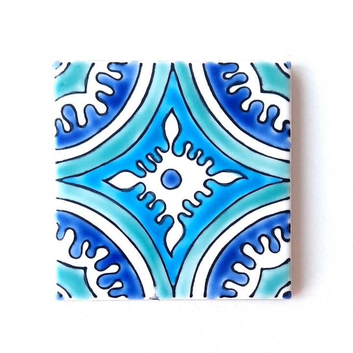 Dyari - Venta al por mayor Azulejos - Eau V 5 | Baldosa cerámica decorativa pintada a mano 4"x4" (10x10cm)