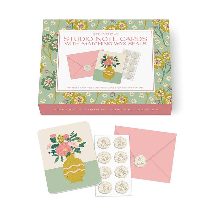 Dreaming of Flowers Studio Note Card Set Matching Wax Seals for wholesale by Studio Oh!