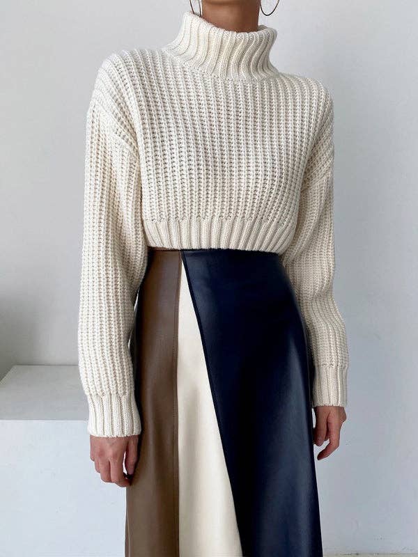 COLORFUL A-Line High Waisted Asymmetric Contrast Color Split-Front Skirts Bottoms for wholesale on Faire9