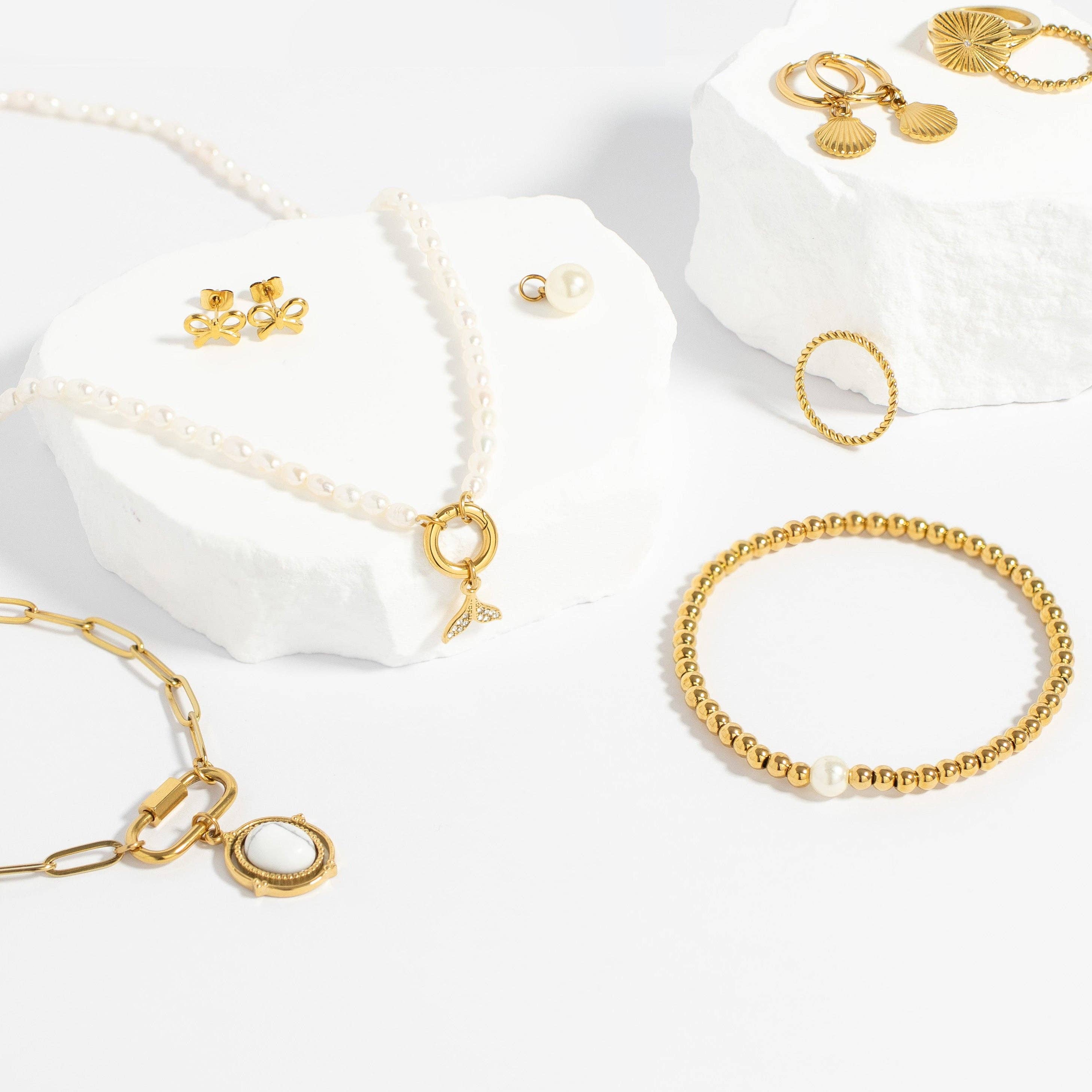 WJW - Wholesale Pendant/Charm Necklace - Stainless Steel Freshwater Pearl Charm Holder Necklace7