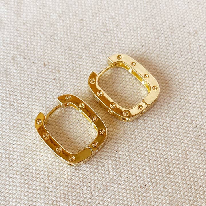 GoldFi - Wholesale Hoop earrings - 18k Gold Filled Medium Rectangular Clicker Hoop Earrings Wit3