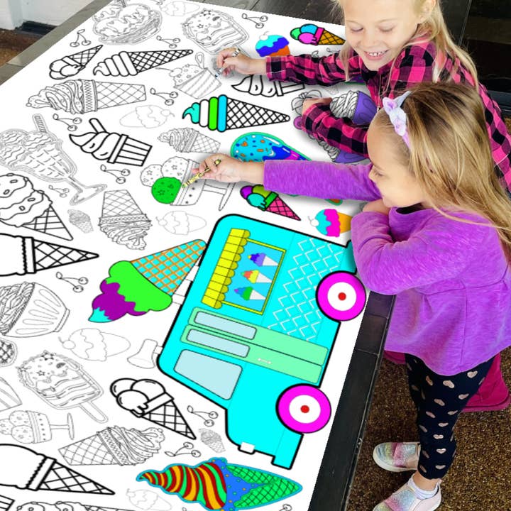 Creative Crayons Workshop - Wholesale Colouring tablecloth – Child & baby - Ice Cream Coloring Tablecloth Summer Activity for Kids1