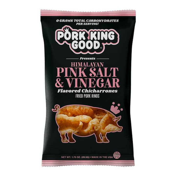 Pork King Good - Wholesale Puffed Snack - Pork King Good Pink Salt & Vinegar Pork Rinds 1.75 oz