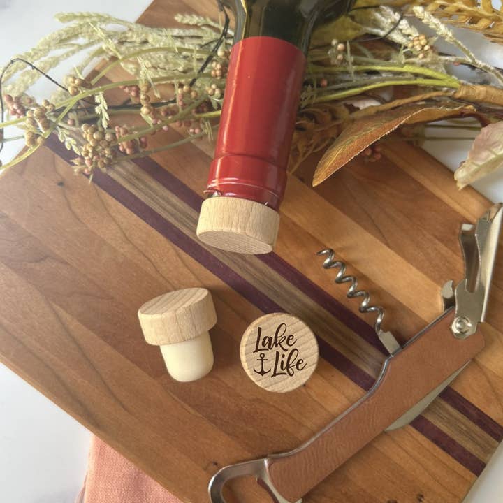 The Lillie Pad - Wholesale Wine Stopper - Engraved Lake Wine Bottle Stoppers - Pack of 4 Toppers1