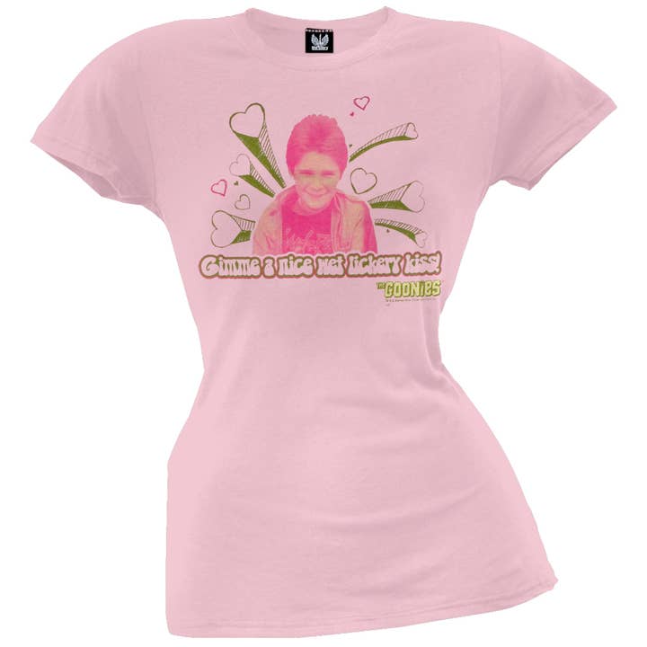 Official Store - Wholesale Screen Printed T-Shirt - Women's - Goonies - Wet Kiss Women's Juniors T Shirt