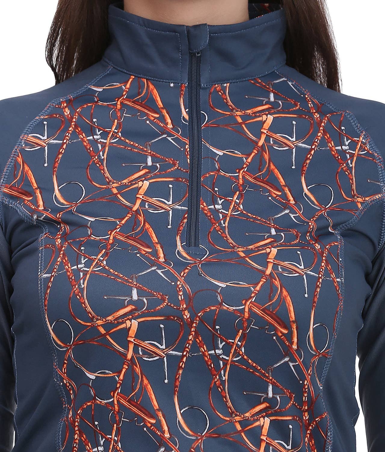 Navy Equine Couture Ladies Snaffle Bridles Sport Shirt for wholesale on Faire6