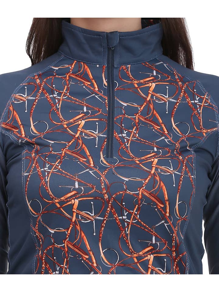 Navy Equine Couture Ladies Snaffle Bridles Sport Shirt for wholesale on Faire6