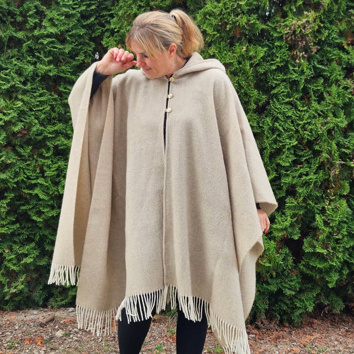 100% Wool Poncho coat - Jaukumas - Herringbone for wholesale by NorraVilla