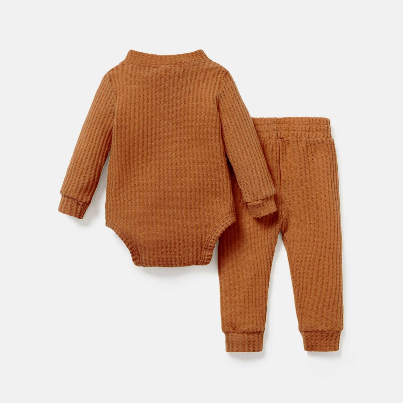PatPat - Wholesale Clothing Set - Baby - 2pcs Solid Waffle Long-sleeve Baby Set55