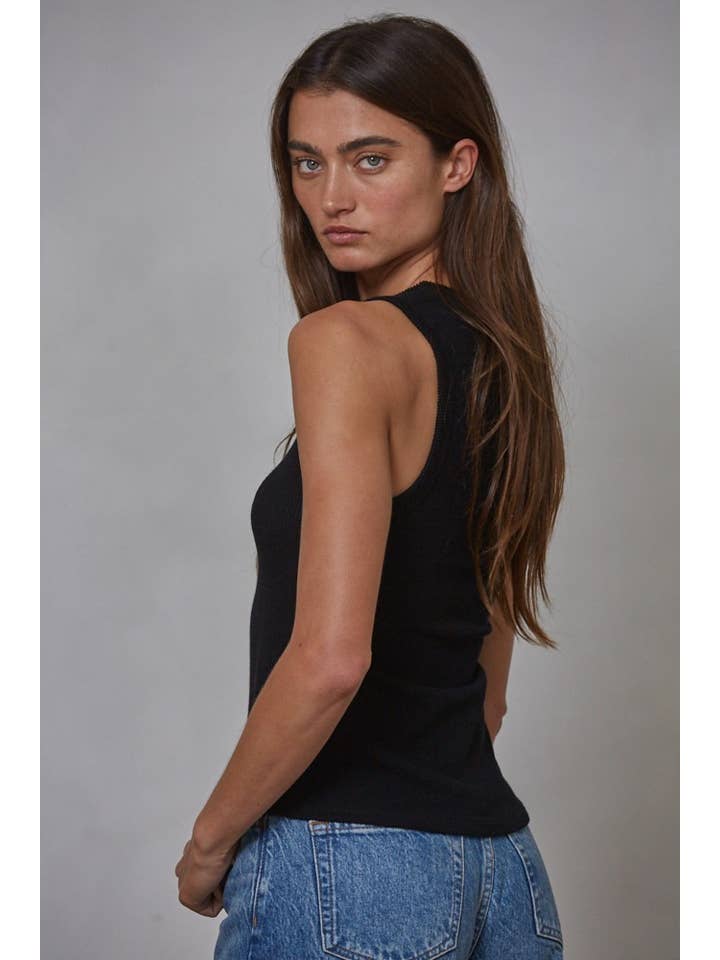 By Together - Wholesale Tank Top - Women's - RJ3455 | Knit Cotton Rayon Spandex Ribbed Scoop Neck Tank