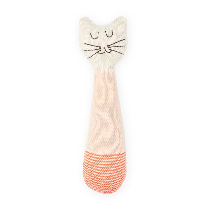 Sophie Home Ltd - Wholesale Handheld Rattle - Baby - Cotton Knit Baby Rattle Toy - Cat Pink