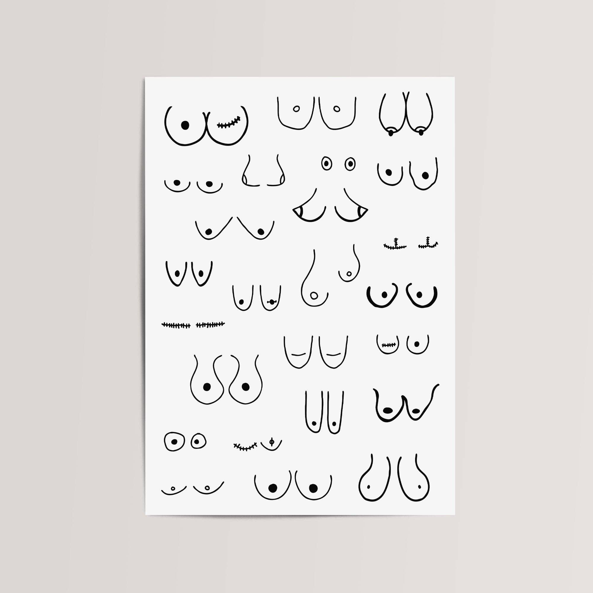 THE WALL HABITAT - Wholesale Poster - Boobs Feminist Art Poster Print0