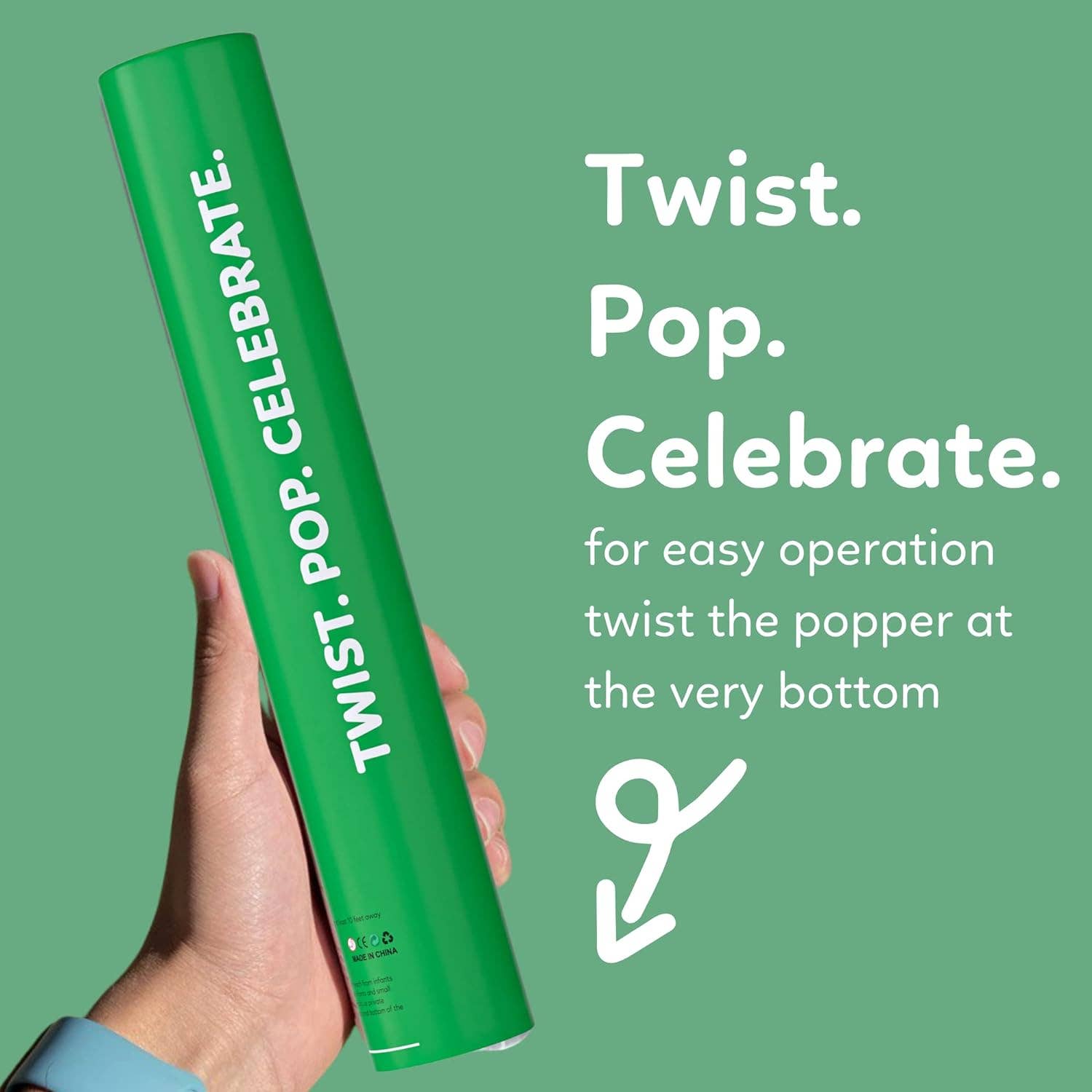 TUR Party Supplies – Großhandel Konfetti – Biologisch abbaubare grüne Konfetti-Kanonen, 2er-Pack2