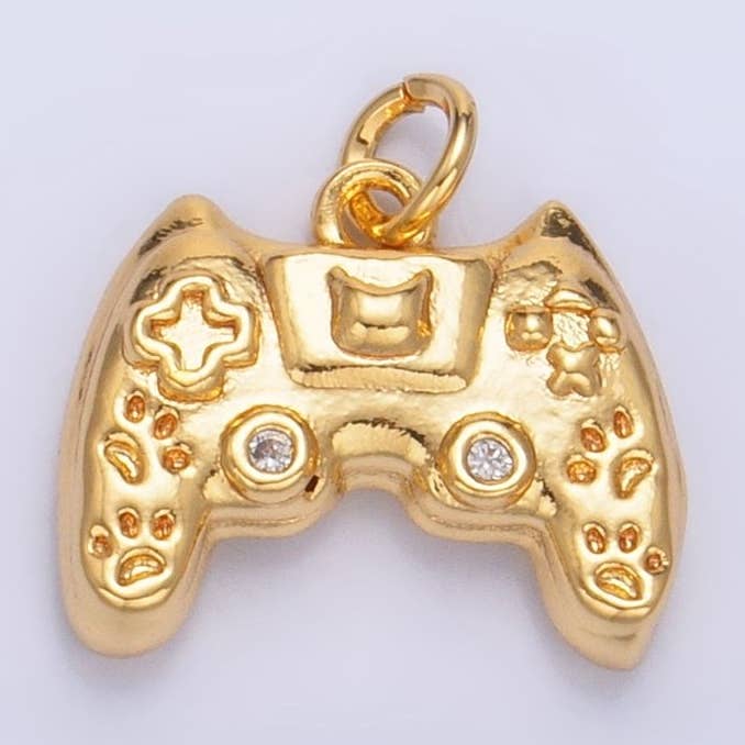 24K Gold Filled CZ Game Console Multidimensional 3D Charm | W041 for wholesale by Aim Eternal