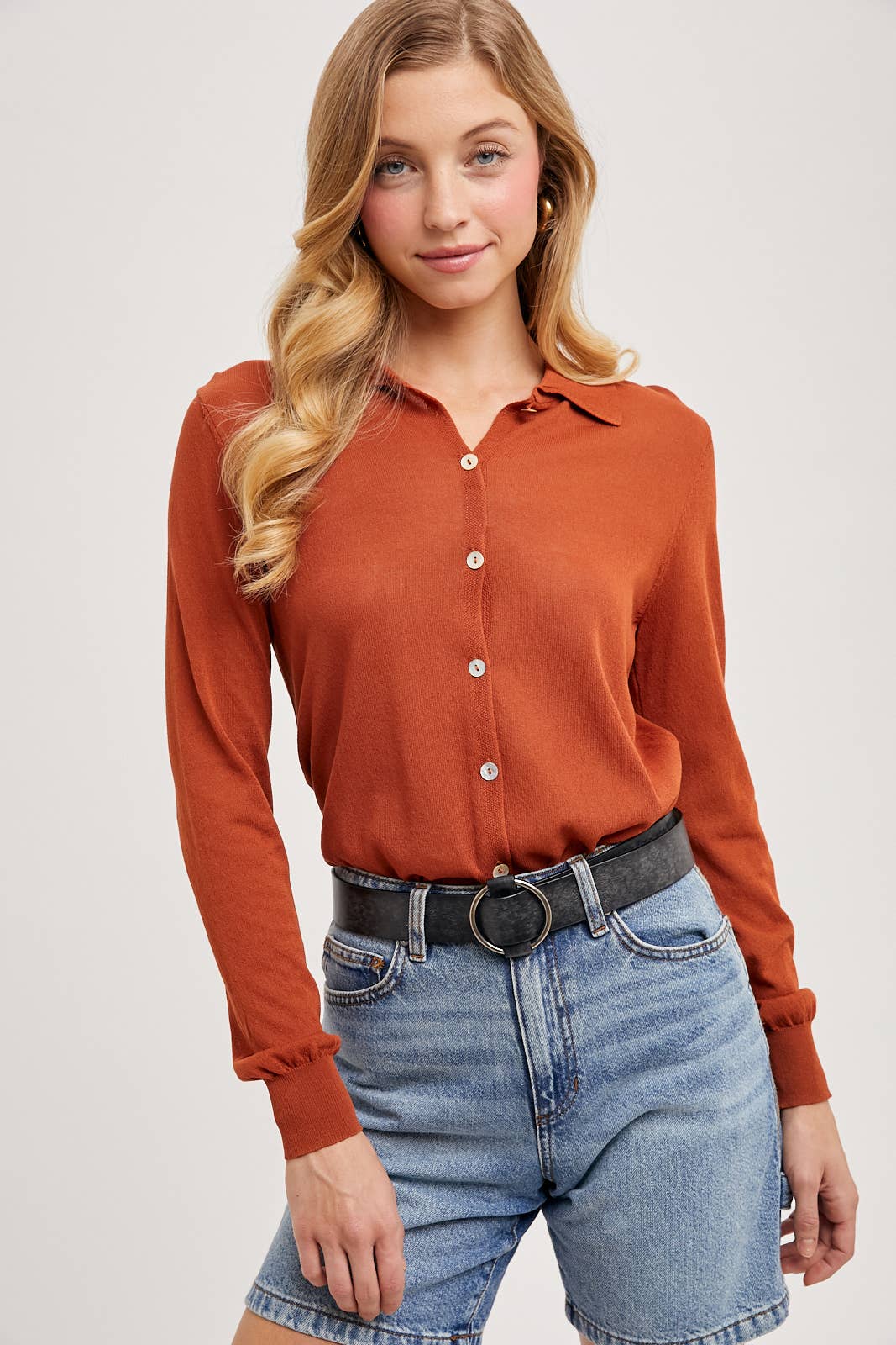 Bluivy - Wholesale Button Down Shirt - Women's - LIGHTWEIGHT KNIT SHIRT TOP9