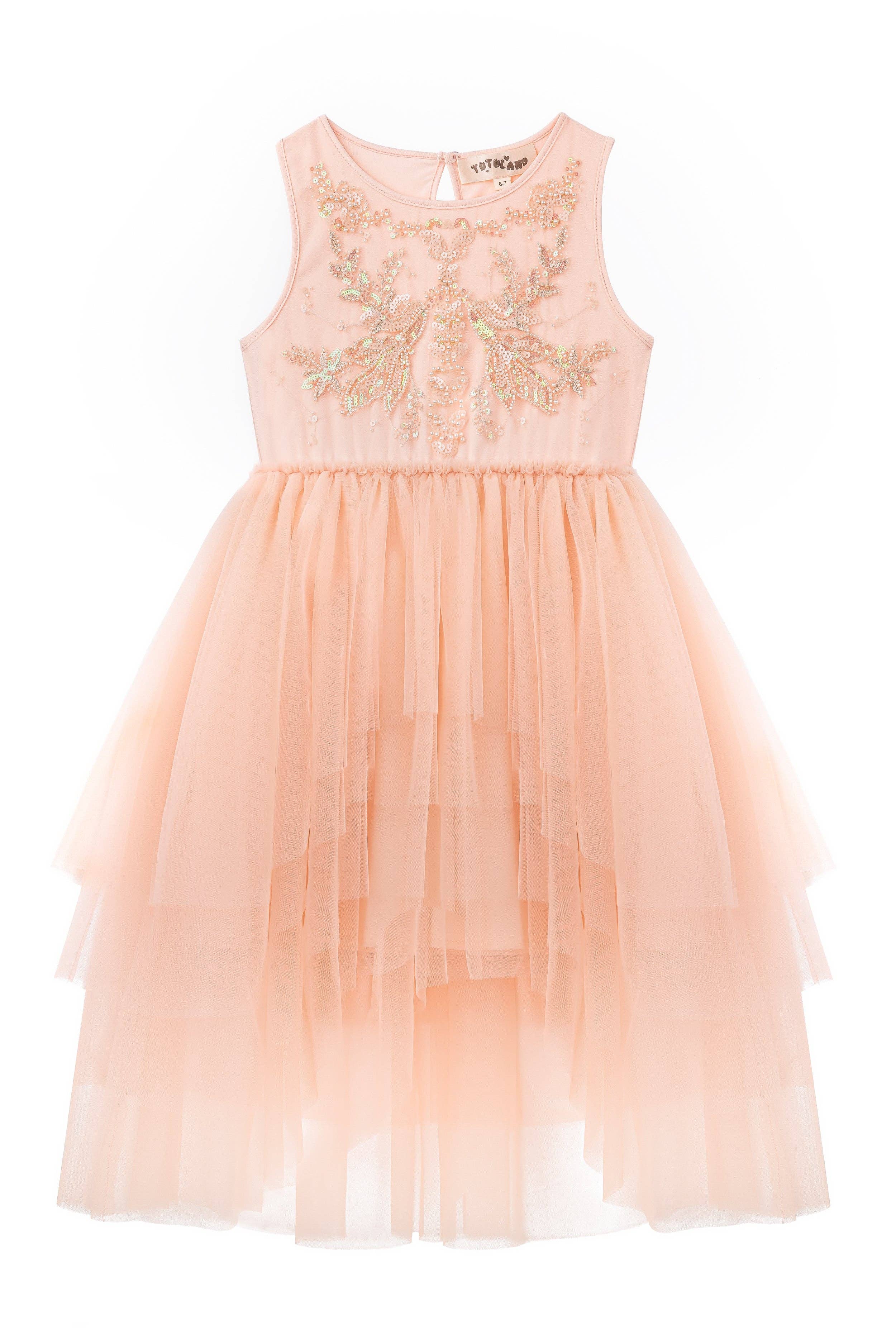 Soft Peach Whimsical Layered Tulle Toddler Dress for wholesale on Faire0